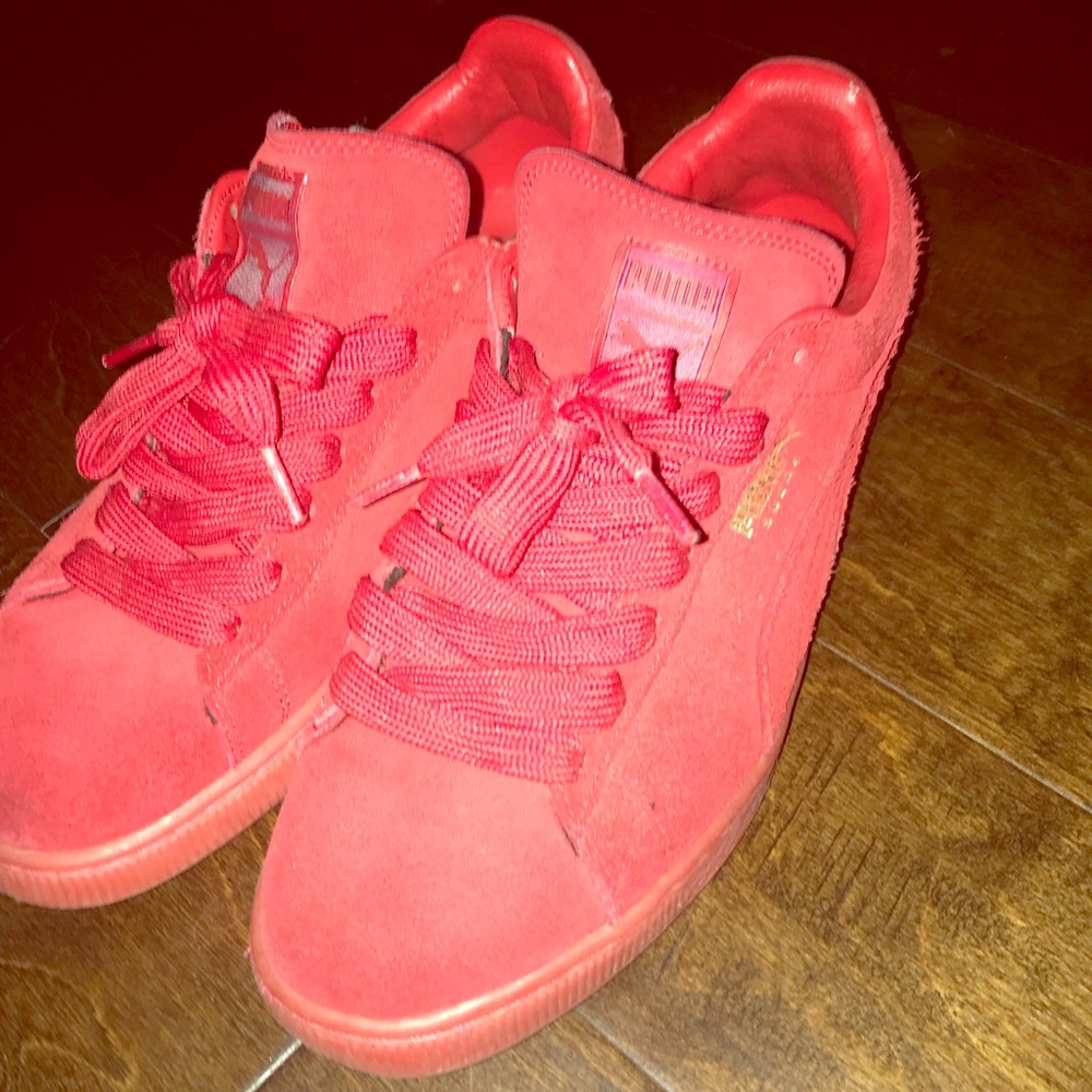 Puma red suede size 10